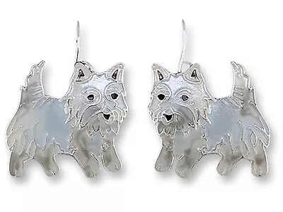 Zarah West Highland Terrier Enamel Earrings By Julia Pinkham • $32.99