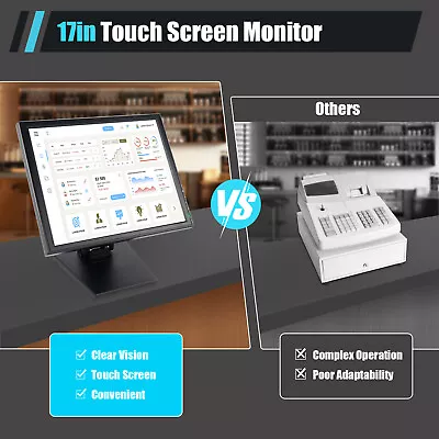 17inch Touch Screen LED Monitor Black 300 Cd/m2 With Multi-Position POS Stand • $132.05