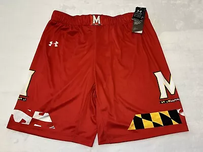 Under Armour UA Maryland Terrapins Basketball On-Field Shorts Mens Large Red 9” • $39.95