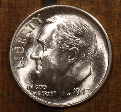 1947 D Roosevelt Dime CH BU LUSTER! 90% Silver US Coin From OBW Roll • $9.39