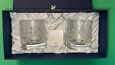 New Box Swarovski Set Of 2 Swan Whiskey Low Ball Crystal Tumblers Glasses • $73.99