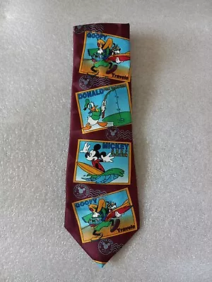 Vtg Mickey Unlimited Men's Necktie Postcards Beach Disney Goofy Donald 59.9 ×4  • $17