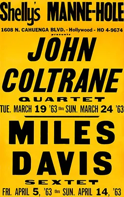 John Coltrane - Miles Davis - Shelly's Manne-Hole -  1963 - Concert Poster • $14.99