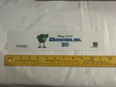 Movie Theater Mylar Poster 2.5.x11.5 Monster Inc 3D Disney Pixar • $13.19