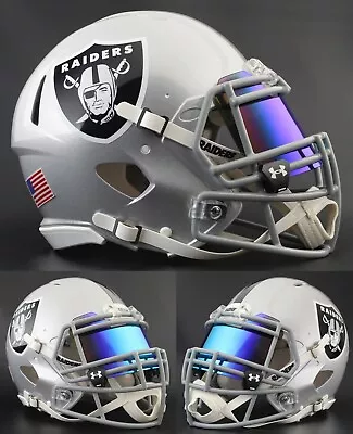 LAS VEGAS RAIDERS NFL Football Helmet With REVO ICE BLUE Visor / Eye Shield • $249.99