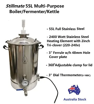 StillMate 55L Multi-Purpose 240V/2400W Electrical Boiler/Fermenter/Kettle • $224.55