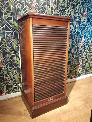 Antique Tambour Roll Front Filing Cabinet With One Internal Drawer • £385