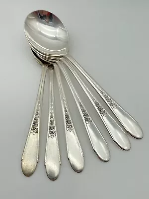 6 *WM Rogers & Son* 1941 PRISCILLA / LADY ANN Dinner Spoons Silverplate IS • $28