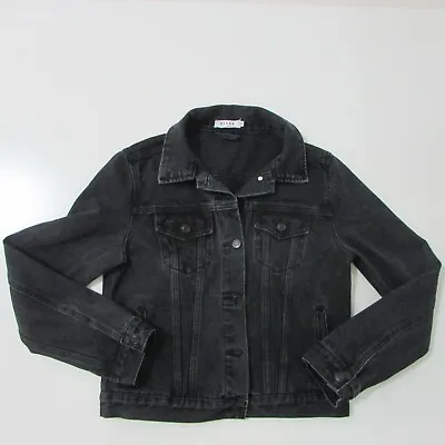 Dissh Jacket Womens Size 8 Black Denim Button • $39.95