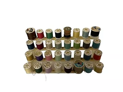 Off White Thread Spool Plastic Holder 32 Count With Threads • $12.99