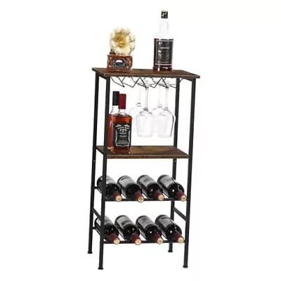  Wine Rack Table Wine Rack Freestanding Floor Wood Industrial Rustic Brown • $52.85