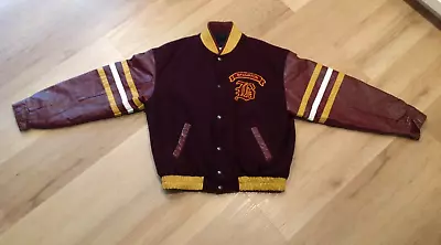 Vintage BRAMPTON Minor Hockey Wool Leather Men's Varsity Jacket Size Large NICE! • $50