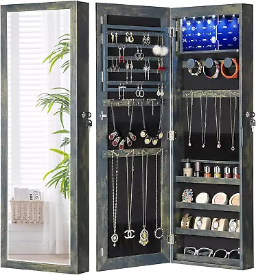 6 Leds Mirror Jewelry Cabinet Large Capacity Lockable Jewelry Armoire Organizer • $188.24