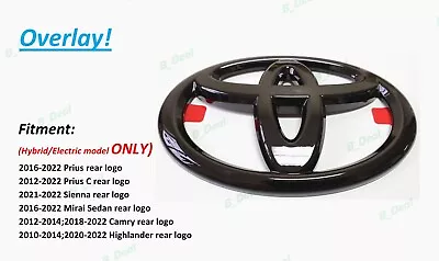 $29.80 • Buy 1PC Gloss Black Toyota Logo Overlay Emblem Hybrid Camry Highlander Sienna PriusC