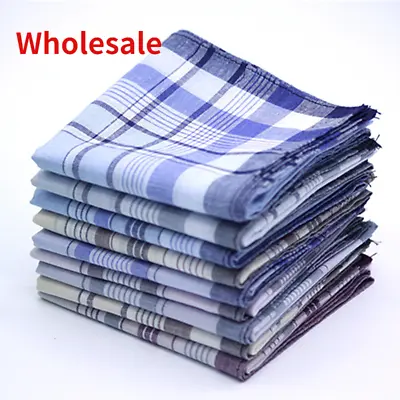 Men's Cotton Plaid Handkerchief Decorative Suits Grid Hanky Randomly Pack New • $9.99