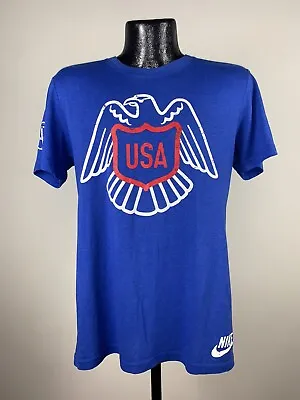 Men’s Nike Slim Fit 1980 Moscow Olympics Team USA Blue Cotton Short-Sleeve Tee M • $24