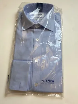 £26.99 • Buy T.M. Lewin Shirt Blue Twill 15  - 33  Regular Fit Double Cuff NON IRON