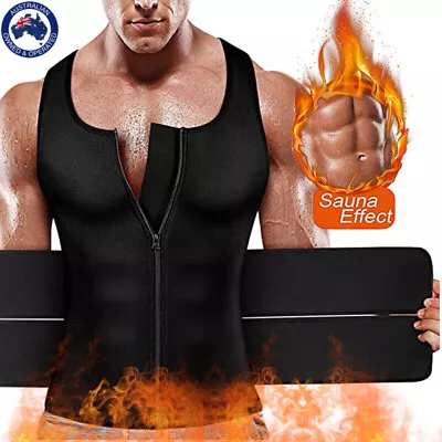 Men Sweat Tank Top Sauna Suit Neoprene Vest Waist Trainer Body Shaper Gym Shirt • $17.69