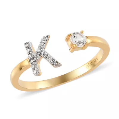 Zircon Initial KLN Or P  Open Band Ring Vermeil Plated 0.28ctw • $17