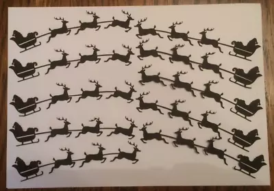 10 X Santa Sleigh And Reindeer Christmas Die Cuts Silhouette • £2.30