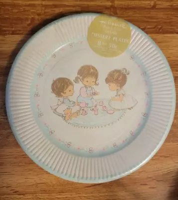 New Vintage Hallmark Baby Shower Girls Tea Party 7  Paper Plates NOS NIP • $11