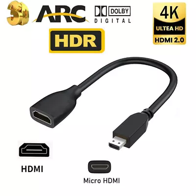 Micro HDMI Adapter Micro HDMI To HDMI Male To Female Cable For GoPro Hero 7 6 • $6.99