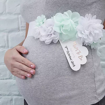 MUM TO BE FLORAL VINTAGE PERSONALISED SASH Gender Neutral Baby Shower • £7.95