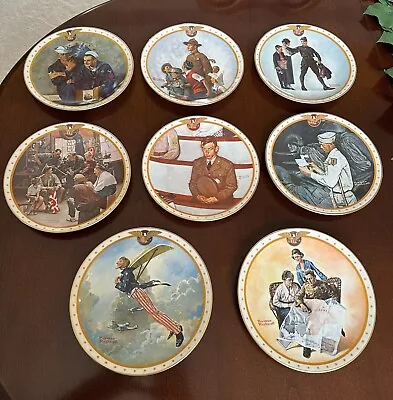 Vintage Norman Rockwell Home Of The Brave Complete Plate Collection 1-8 Box COA • $85