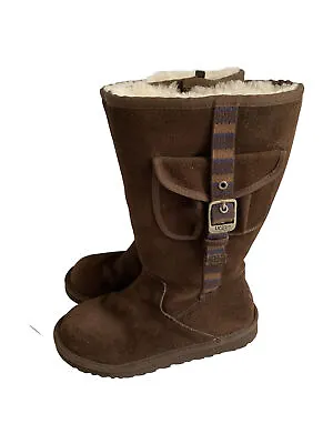 UGG Australia Cargo Suede Leather W/Sheepskin Lined Brown Boots Sze 4 S/N 1968 • $51