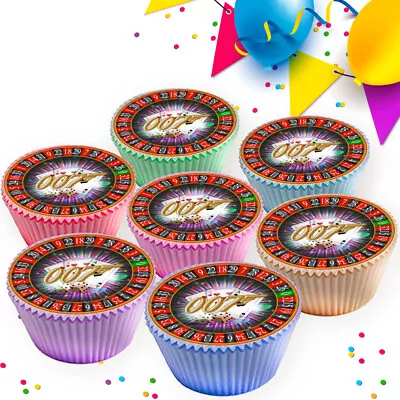 James Bond Birthday Casino Cupcake Toppers Edible Cake Decorations Cc055 • £4.99