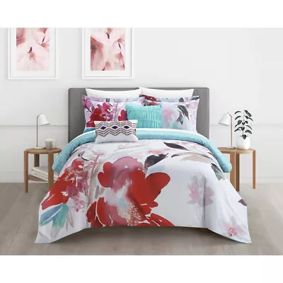 Chic Home Victoria 5 Piece Reversible Comforter Set Floral Watercolor Design • $44.27