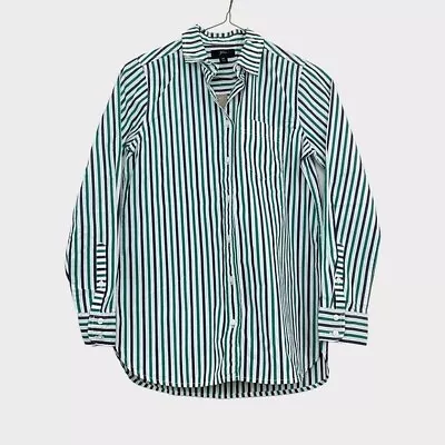 J. Crew Classic Boy Fit Shirt In Trifecta Stripe Long Sleeve Button Front Sz 0P • $25.99