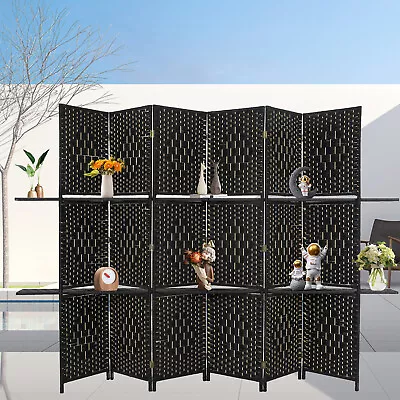 6 Panel Room Divider Folding Portable Room Divider Room Screen W/Storage Shelves • $91.56