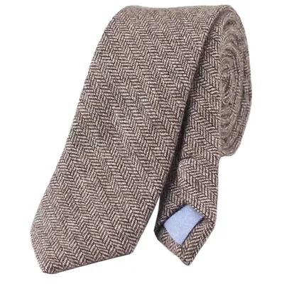 £10 • Buy Vintage Brown Herringbone Mens Tweed / Wool Skinny Tie. Excellent Quality. UK.