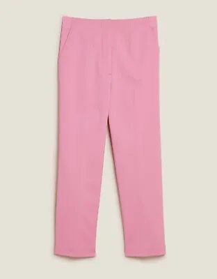 £11.99 • Buy Marks And Spencer Women’s Slim Fit Cropped Trousers - Pink High Waist Uk 20 Bnwt