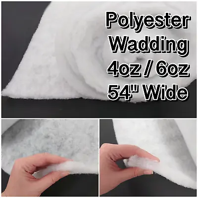 £4.20 • Buy Polyester Wadding High Loft 4oz 6oz Batting White 54  Quilting Upholstery Dracon