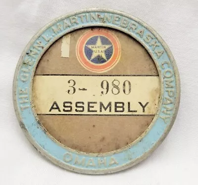 WW2 Glenn Martin Bomber Plant AVIATION CORP Employee ID Badge Assembly Omaha B29 • $249.99