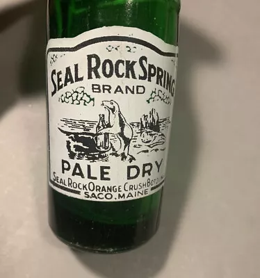 Vintage Seal Rock Spring Brand Green Soda Bottle Saco Maine • $29.95