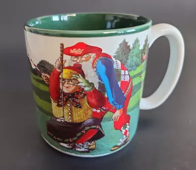 1994 Potpourri Designs Coffee Mug Cup Golfing Mr Mrs Santa By Jeanne Beury EUC • $8.50