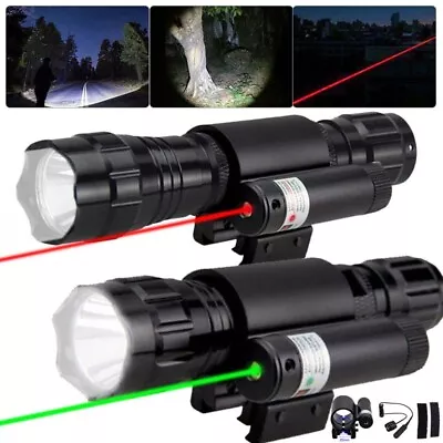 8000Lumen LED Flashlight Red Green Dot Laser Sight Torch For Hunting 20mm Rail • $19.99