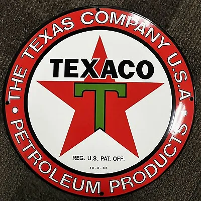 Vintage Texaco Porcelain Sign Star Service Motor Gas Oil Fuel Station Pump Plate • $109.97