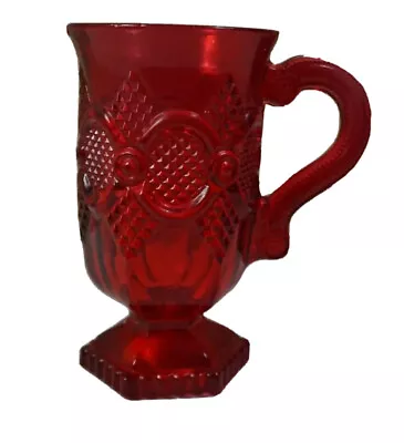 Avon 1876 Cape Cod Collection Glass Pedestal Mug Ruby Red Mid Century Jug 8 Oz • $5.99