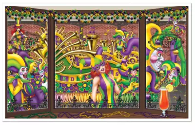 Mardi Gras Insta View Hanging Party Decoration Poster Carnival Scene Setter  • £11.47