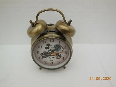 Vintage Quartz Disney Micky Mouse Bell Alarm Clock Metal Brass Effect Working • £20