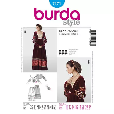 Burda Advanced SEWING PATTERN 7171 Renaissance Costume 10-24 • £13.50