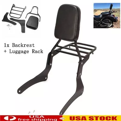 Backrest Sissy Bar Luggage Rack For Kawasaki Vulcan 900 VN900 1996-2018 Black • $101.89