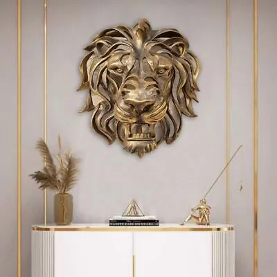 Home Garden Lion Head Sculpture Wall Decor Wall Mounted Art Lion Head Wall Art • £15.89