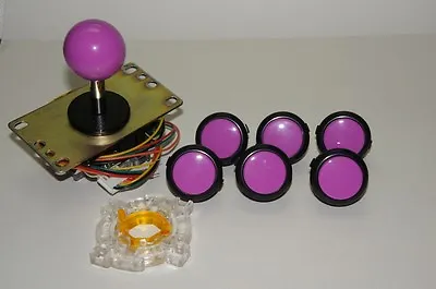 $38.50 • Buy Japan Sanwa Buttons Mix Black Violet X 6 W/Joystick Violet GTY Wire Arcade Parts