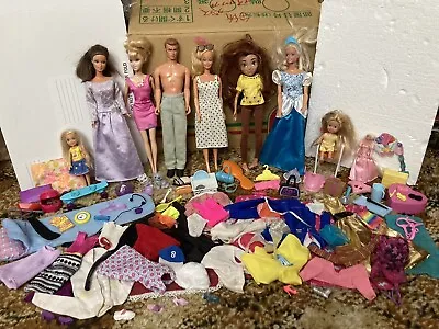 $4.99 • Buy Huge Lot Of Approx 110 Pcs Vintage & Modern Barbie Dolls Clothes Accessories +