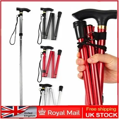 Walking Stick Easy Fold Adjustable Cane Lightweight Mobility Collapsible Sticks • £8.09